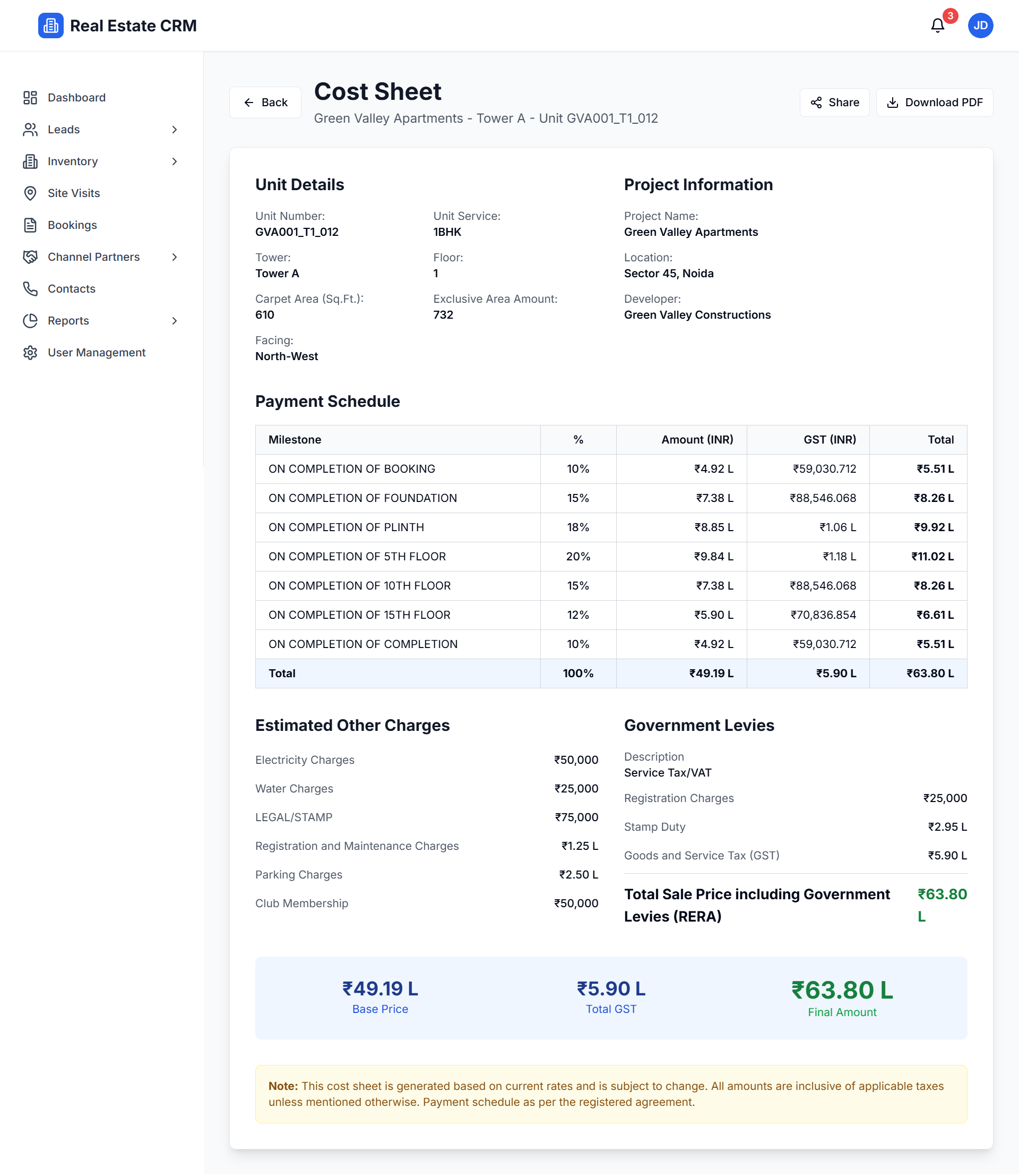 PropIQ Customer App - Personalized mobile app for booked customers with project updates and payment tracking.